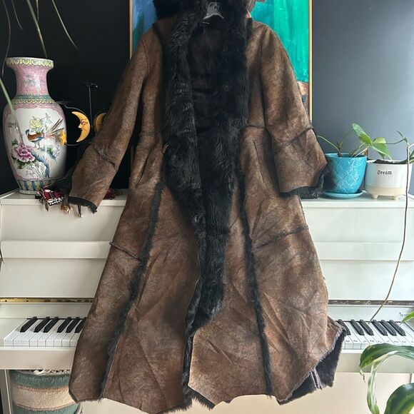 VTG Penny Lane Jacket Size M Y2K 90s Does 70s Faux Vegan Jones New York M - Picture 1 of 16